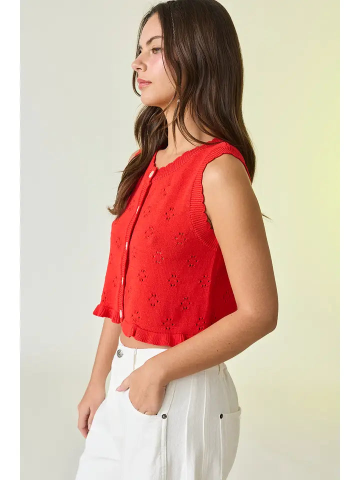 Stella Ruffle Short Sleeve Sweater Top