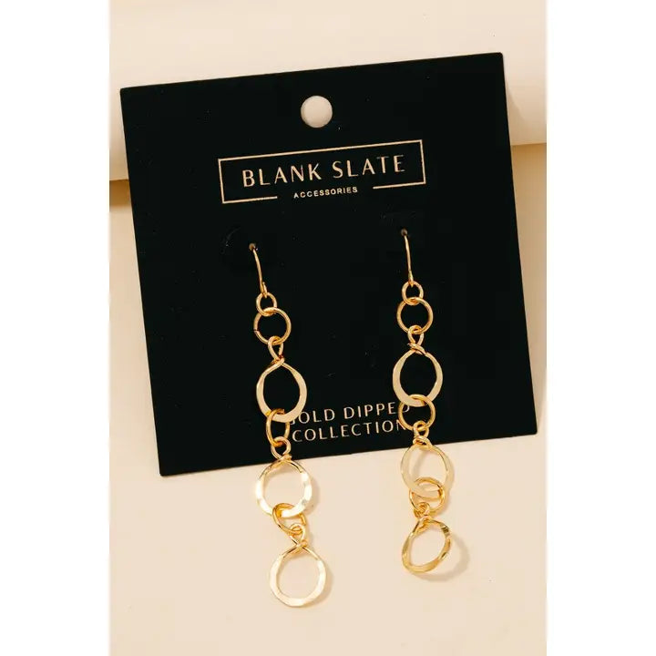 Gold Dipped Hammered Chain Dangle Earrings