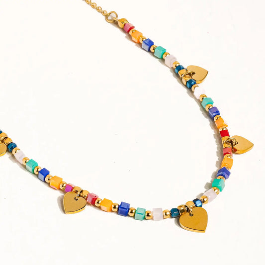 Archie 18K Gold Beaded Heart Necklace