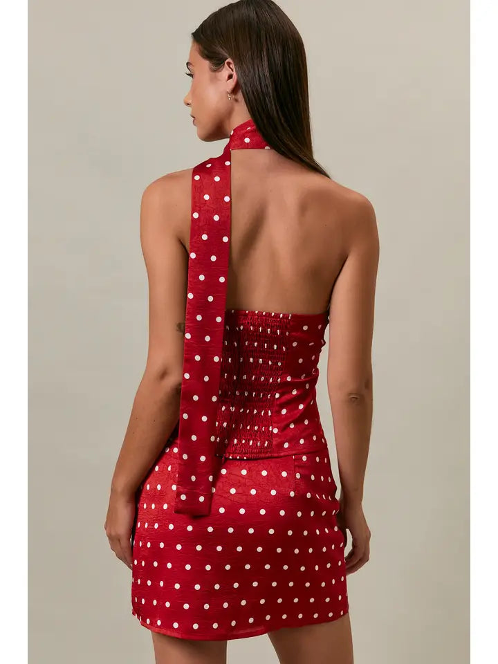 Halter Neckline Polka Dot Top