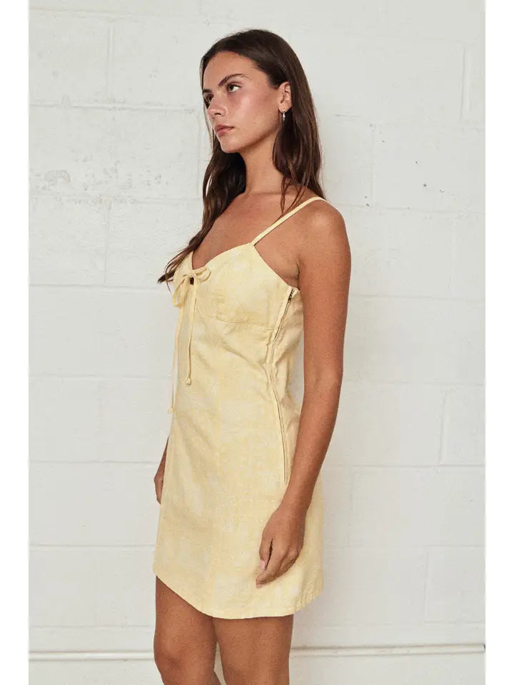 Printed Tie Front Mini Dress