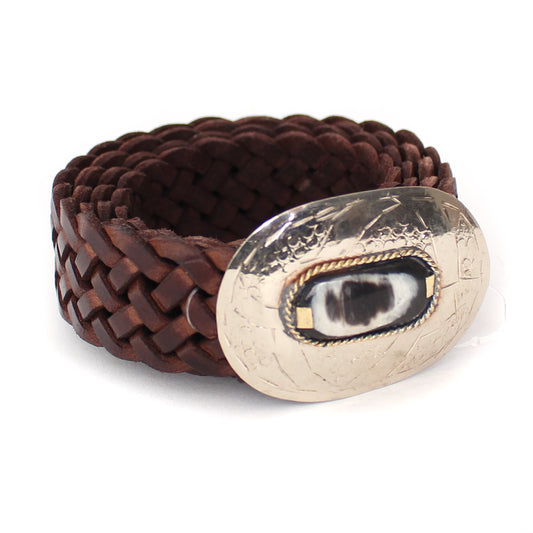 Thin Leather Belt with Round Buckle