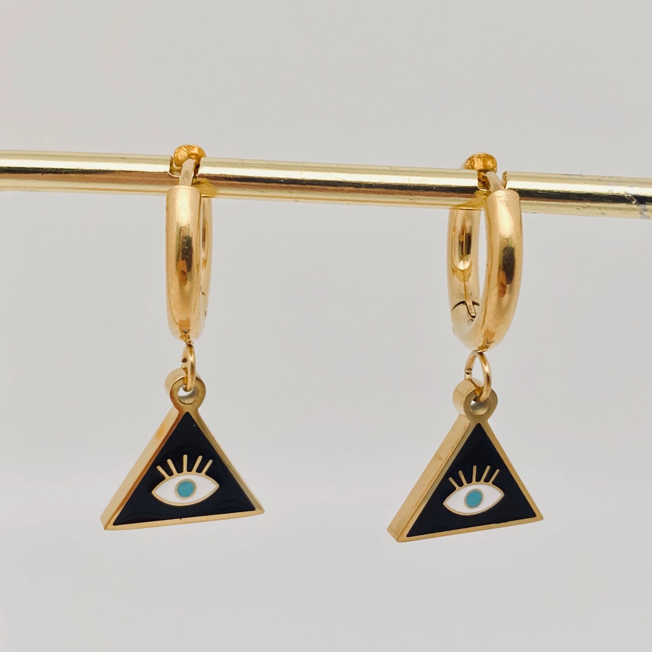 Triangle Eye Huggie Hoop Earring