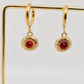 Red Agate Inlaid Natural Stone Hoop Earring
