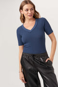 Project Social Tee Brooks Heathered Elbow Sleeve V Neck