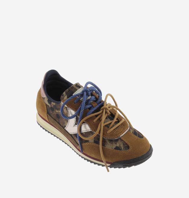 Victoria Saturno Nylon Animal Print & Suede Sneakers