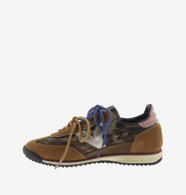 Victoria Saturno Nylon Animal Print & Suede Sneakers