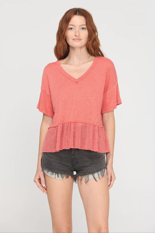 Project Social T Caracas Mesh Mixed Textured V-Neck