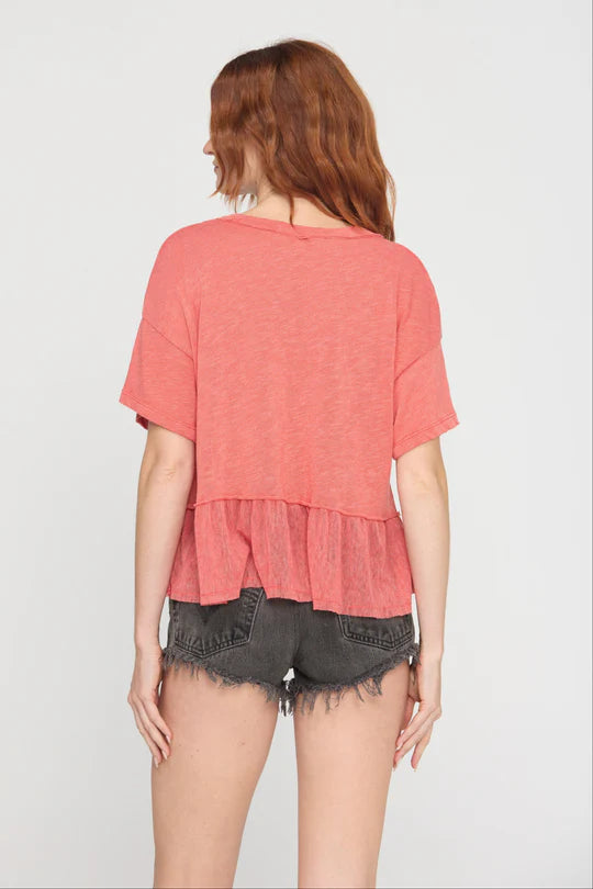 Project Social T Caracas Mesh Mixed Textured V-Neck
