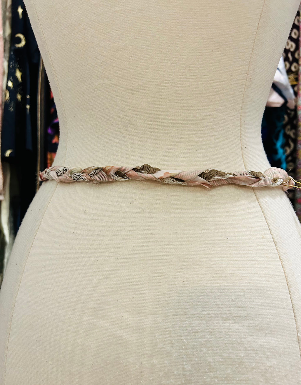OOAK Floral Fabric Tassel Belt