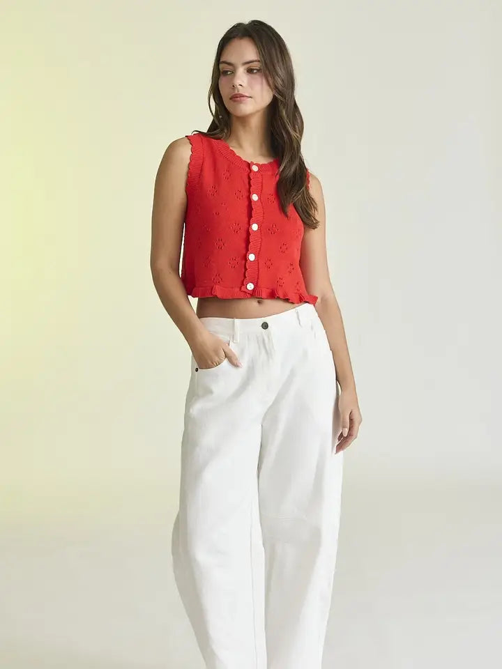 Stella Ruffle Short Sleeve Sweater Top