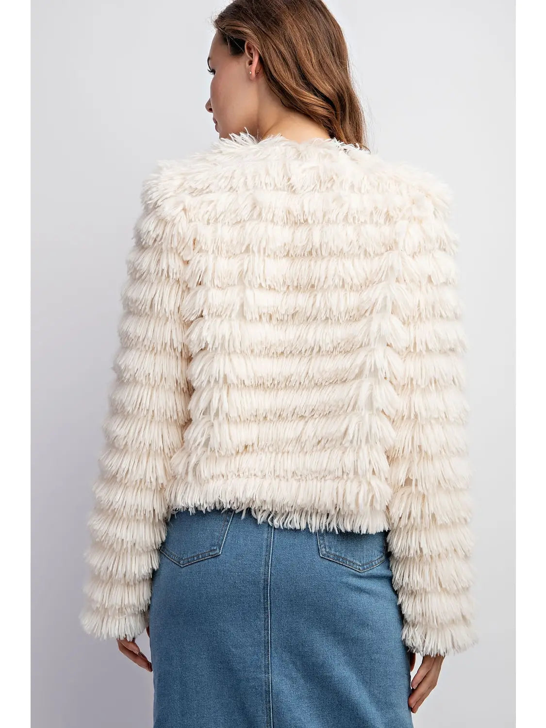 Faux Fur Front Open Jacket