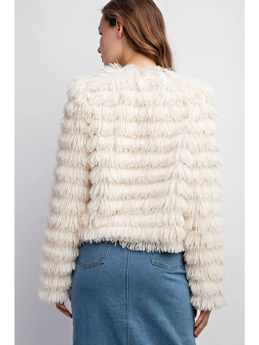 Faux Fur Front Open Jacket