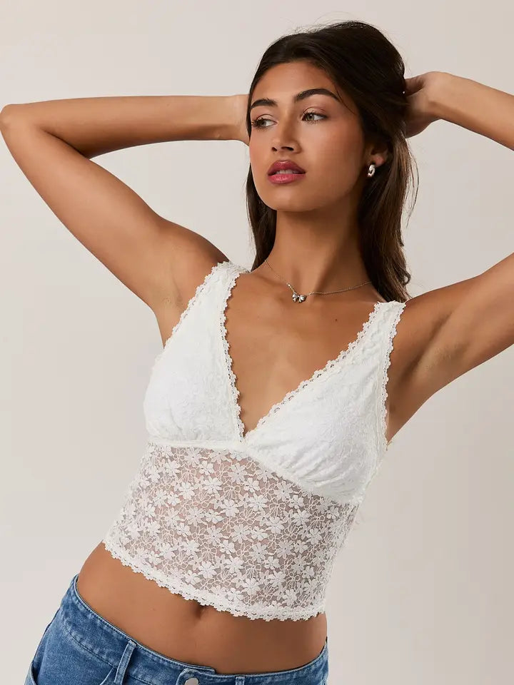 Lace Tank Top with Trim Detail