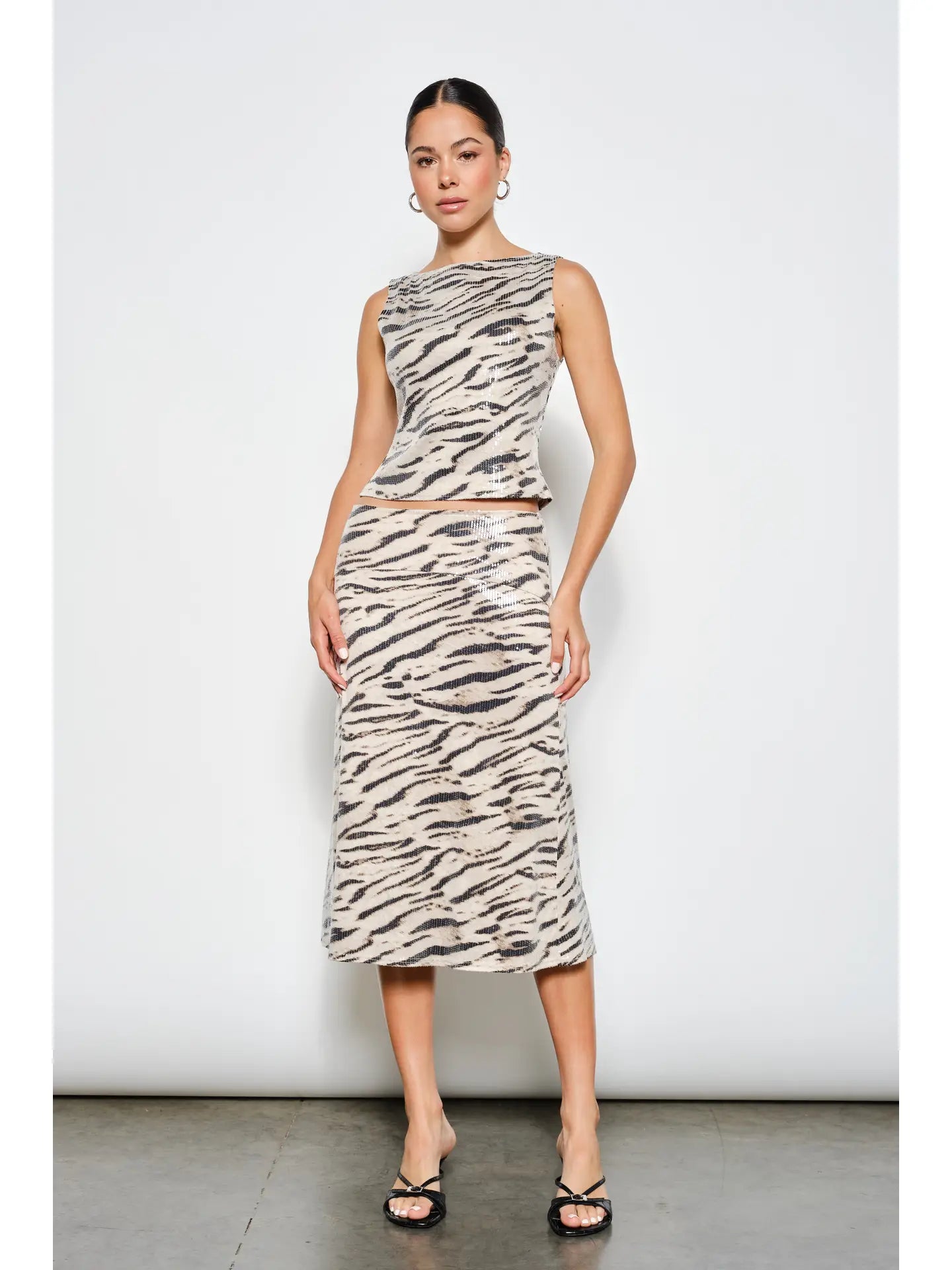 Jacqueline Zebra Sequin Top