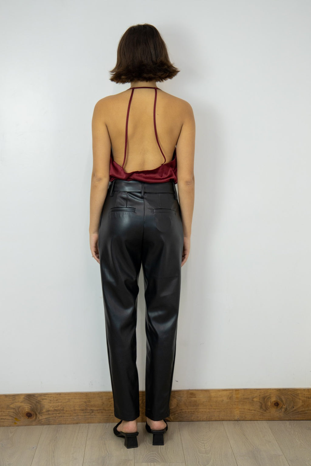 Cassia Satin Cowl Neck Backless Bodysuit