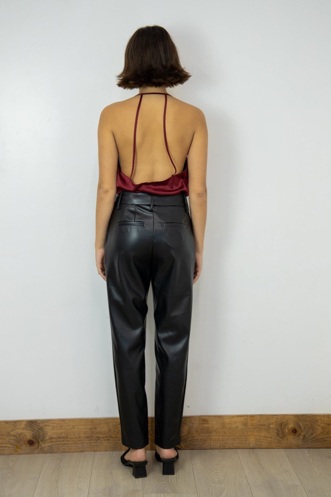 Cassia Satin Cowl Neck Backless Bodysuit