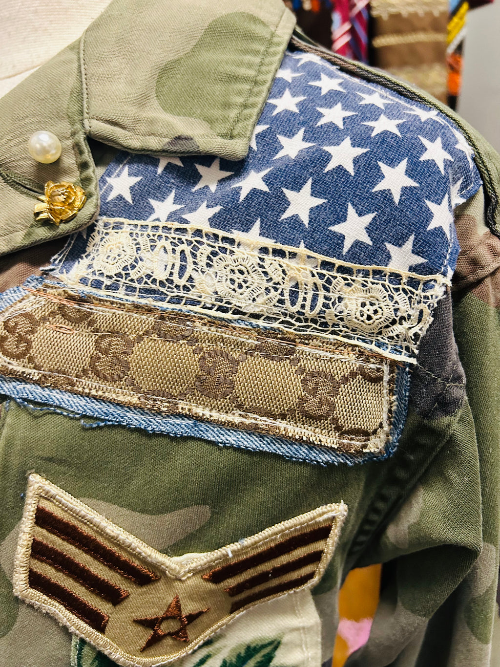 OOAK Vintage Military Scarf/Remix Jacket