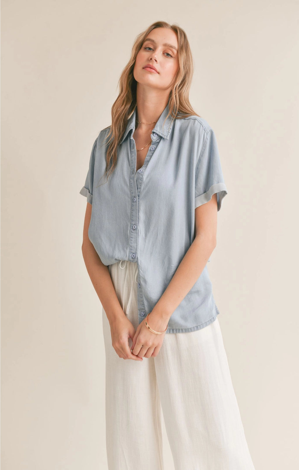 Sadie & Sage Soft Breeze Chambray Shirt