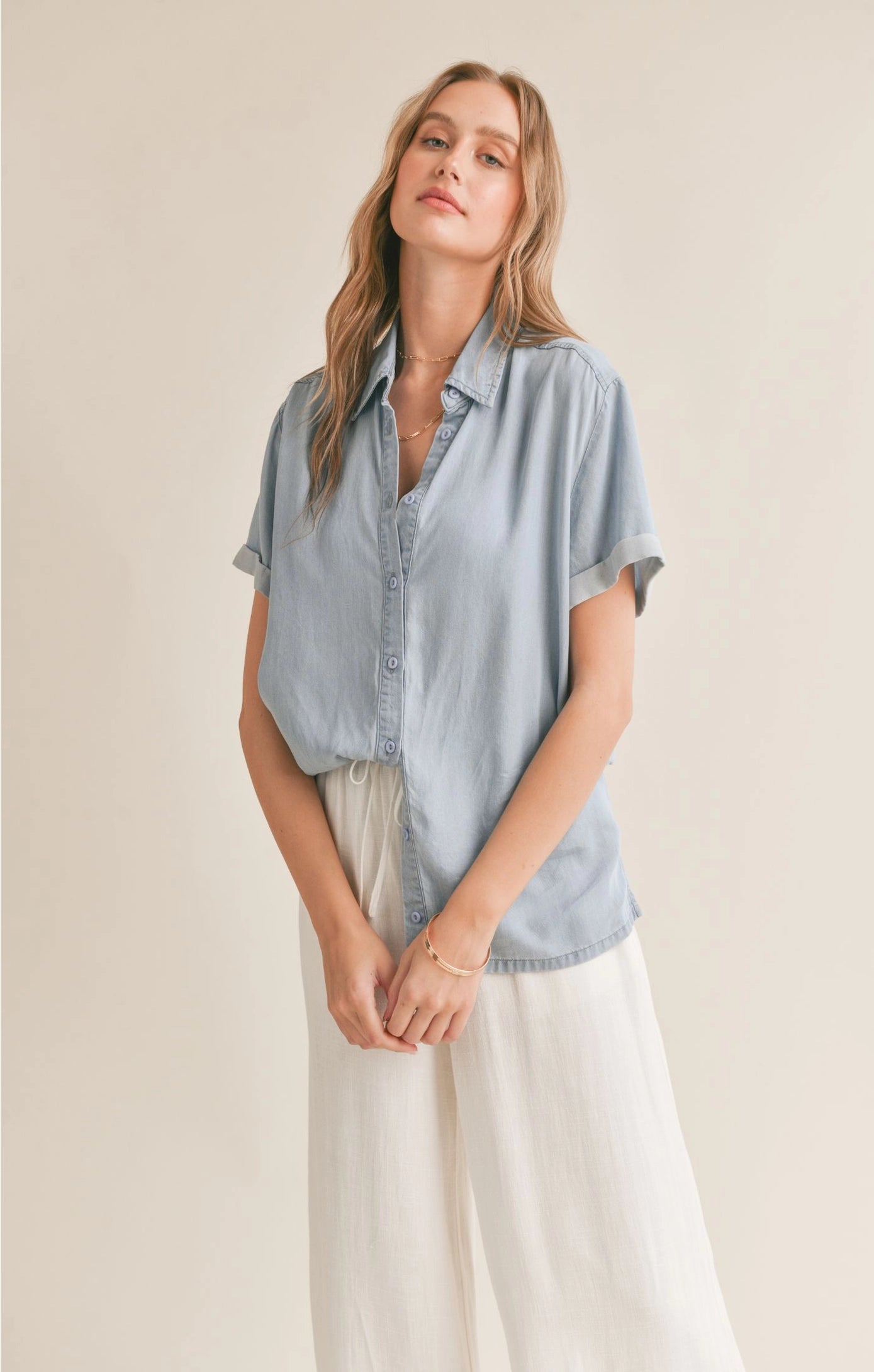 Sadie & Sage Soft Breeze Chambray Shirt