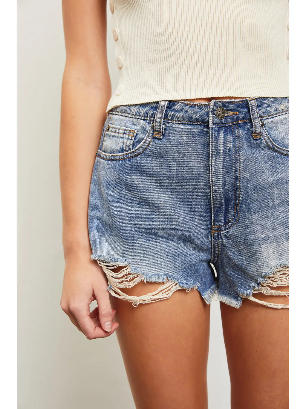 Mustard Seed Ripped Denim Short