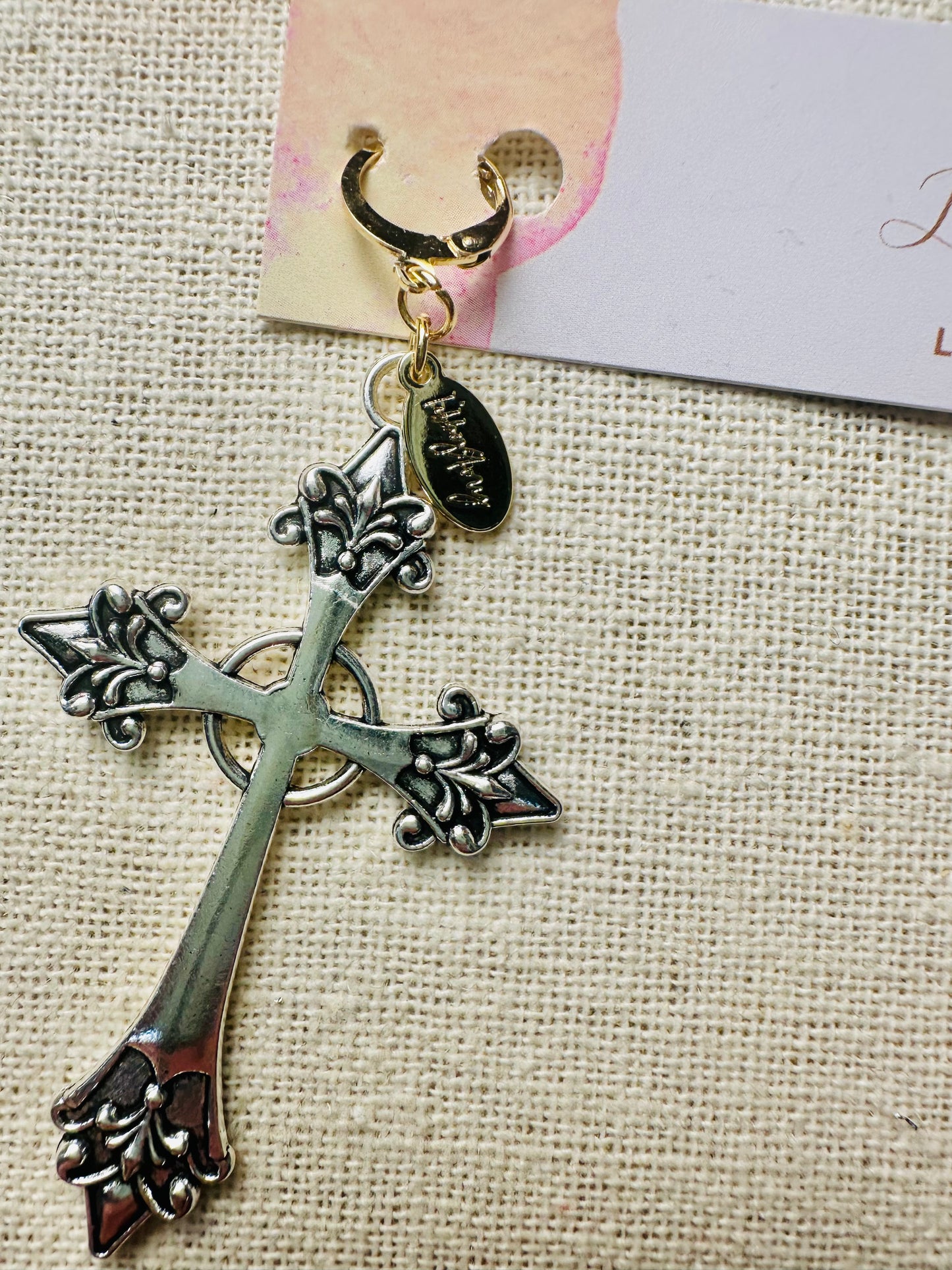 Large Silver Cross clip-on Charm