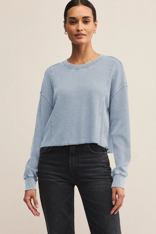 Z Supply Angel Mini Thermal Top Washed Indigo