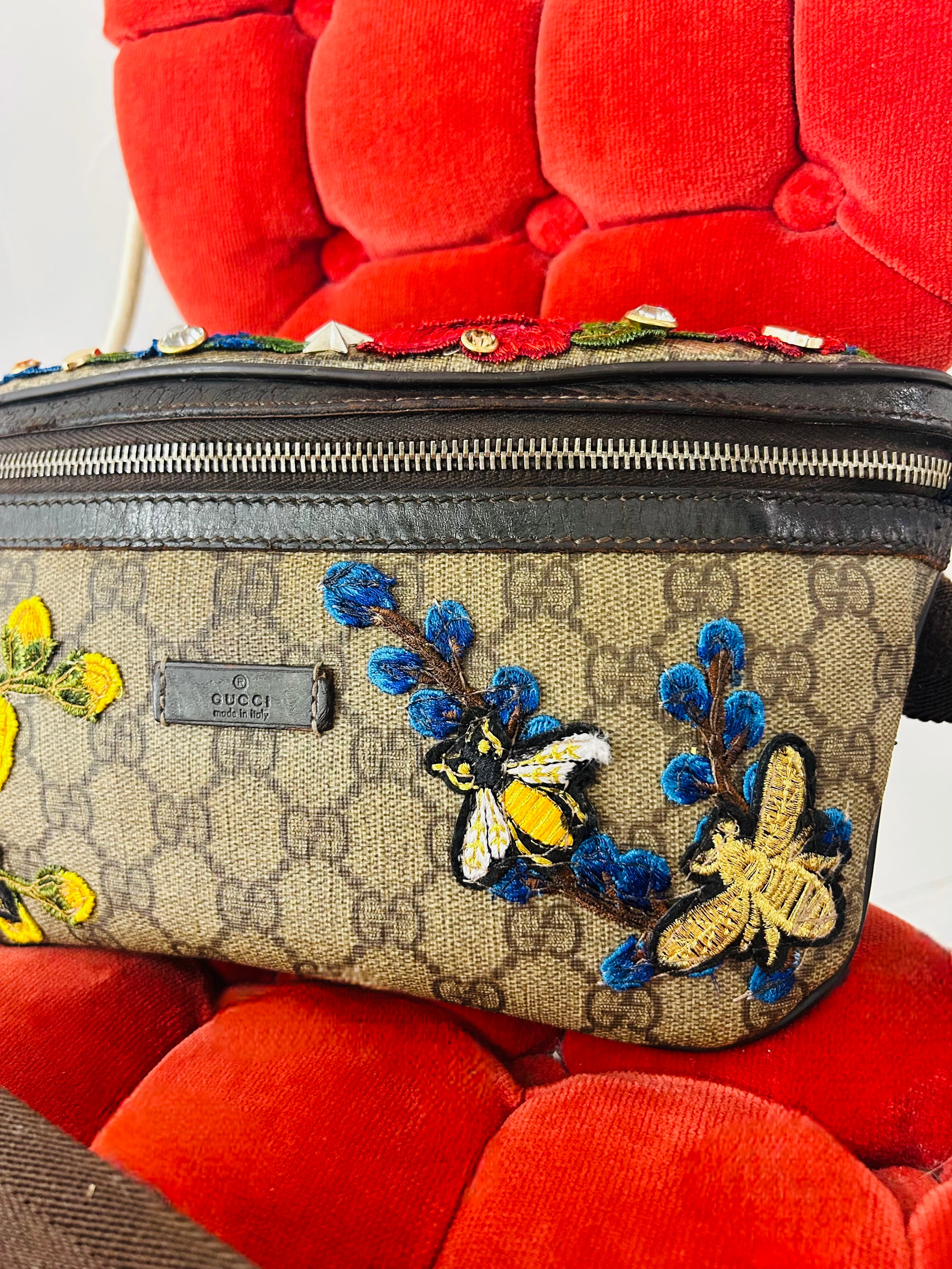 OOAK Upcycled Vintage Gucci GG Canvas Floral & Bee Belt Bag