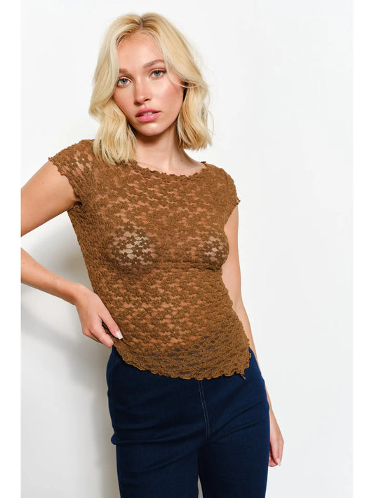 Eleanor Asymmetrical Lace Tee