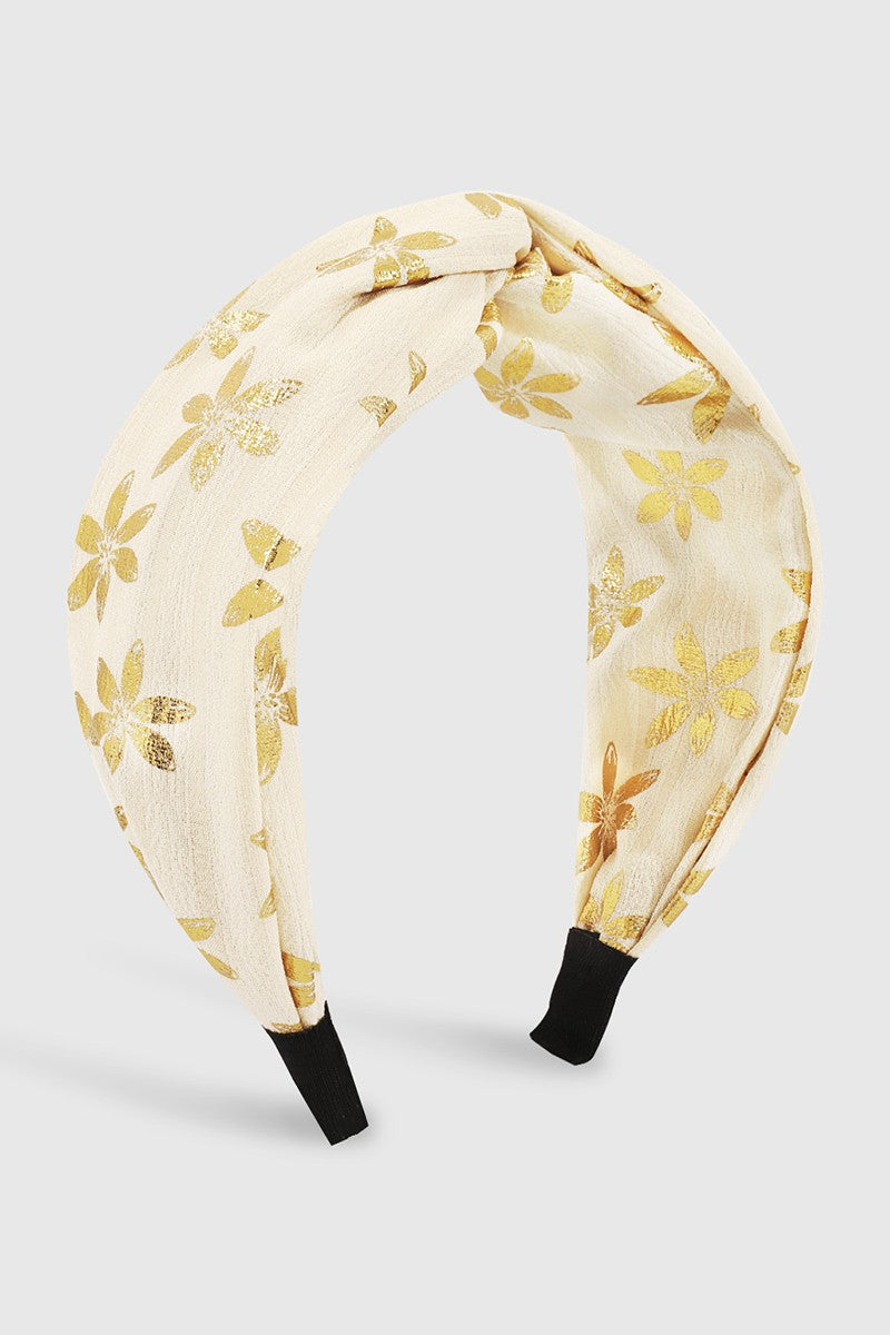 Gold Flower Foil Fabric Headband