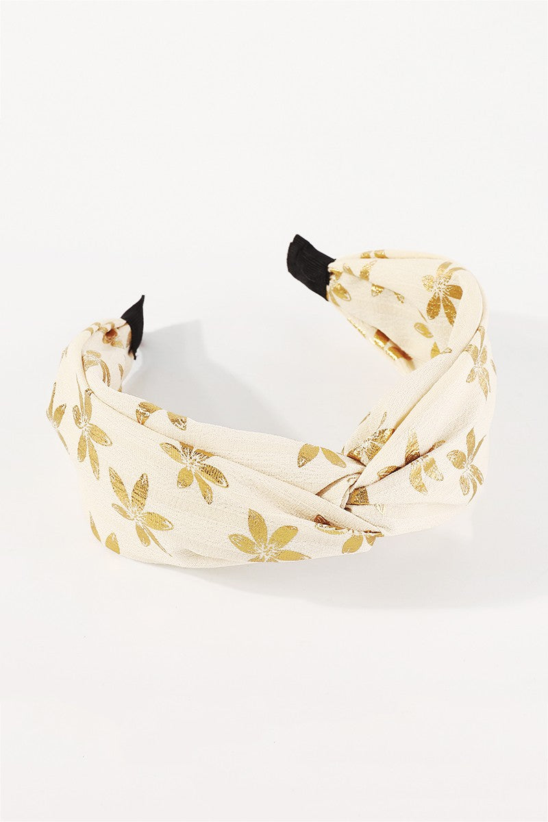 Gold Flower Foil Fabric Headband