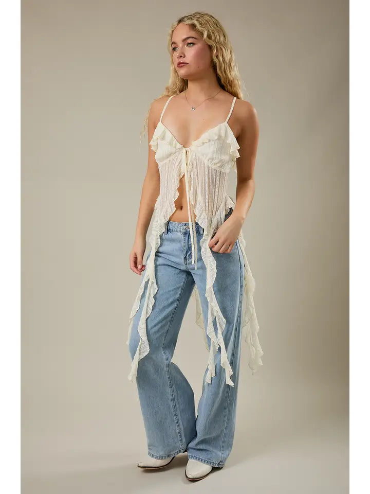 Tie Front Sleeveless Lace Up Tank