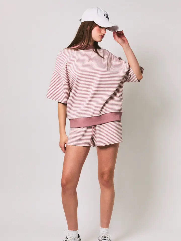 Mid Rise Stripe Shorts