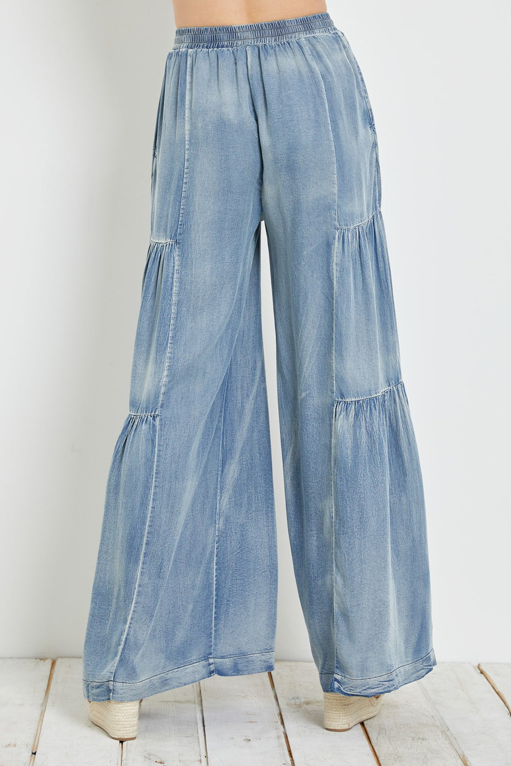 MS RUFFLE SIDE WASHED DENIM PANT