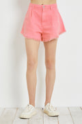 Wash Frayed Hem Denim Short