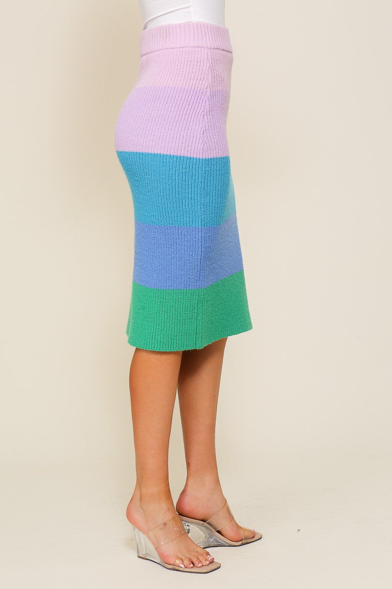 Candy Queen Rainbow Midi Sweater Skirt
