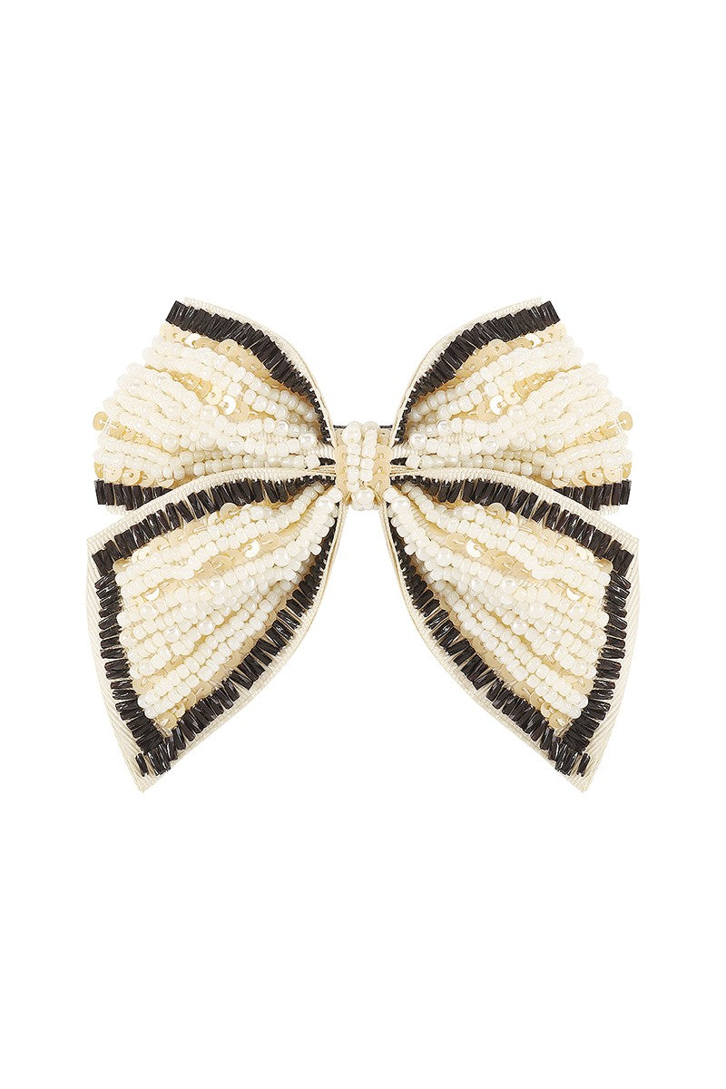 Fancy Bow Knot w/ Pearl Beads Hair Clip Barrette