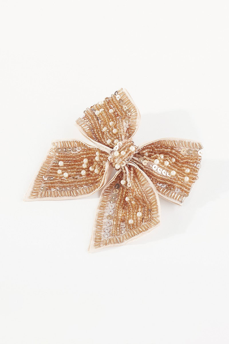 Fancy Bow Knot w/ Pearl Beads Hair Clip Barrette