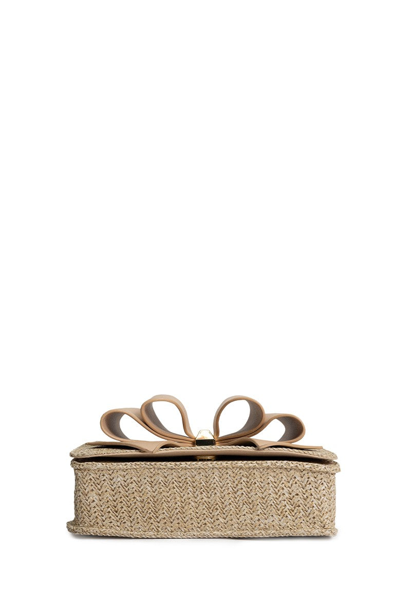 Honey Straw Bowtie Crossbody Purse
