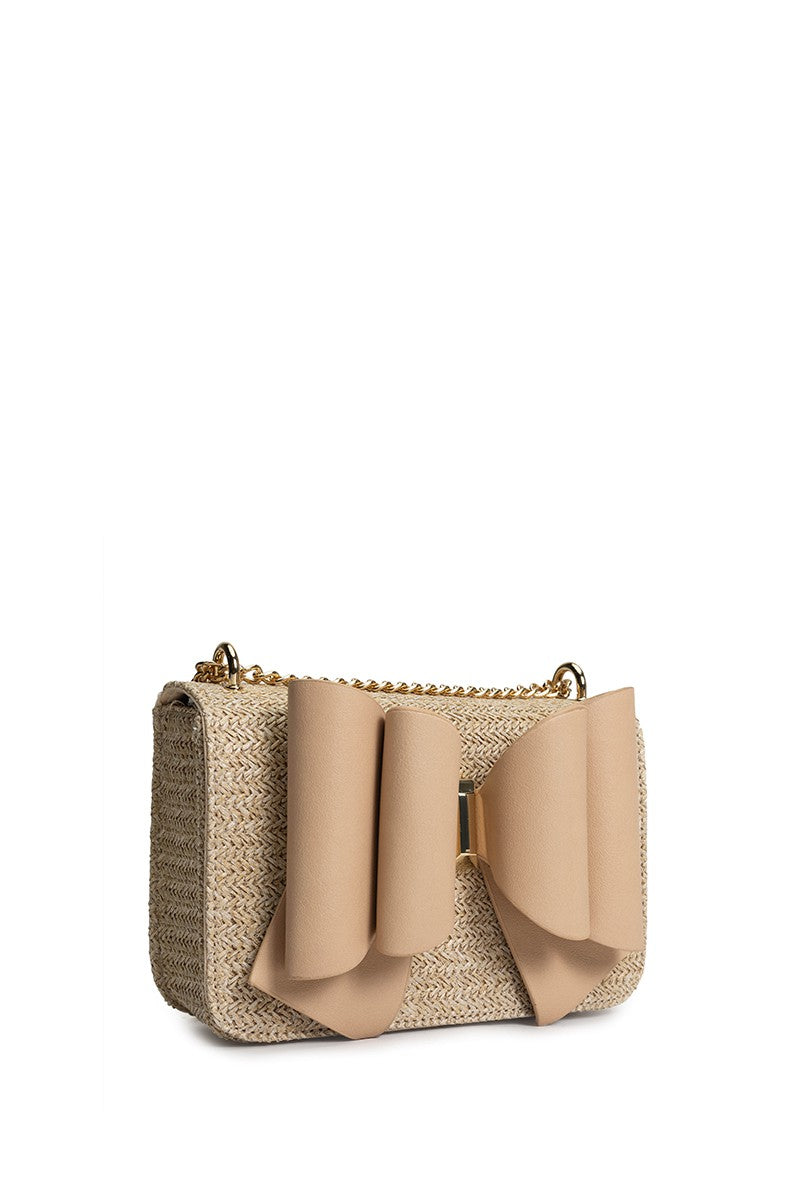 Honey Straw Bowtie Crossbody Purse