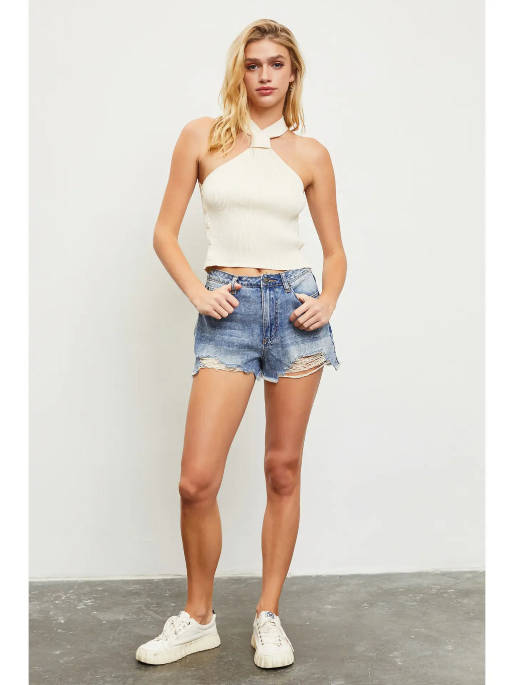 Mustard Seed Ripped Denim Short