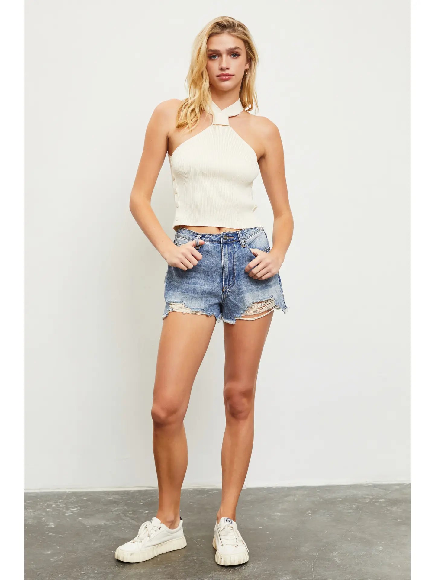 Mustard Seed Ripped Denim Short