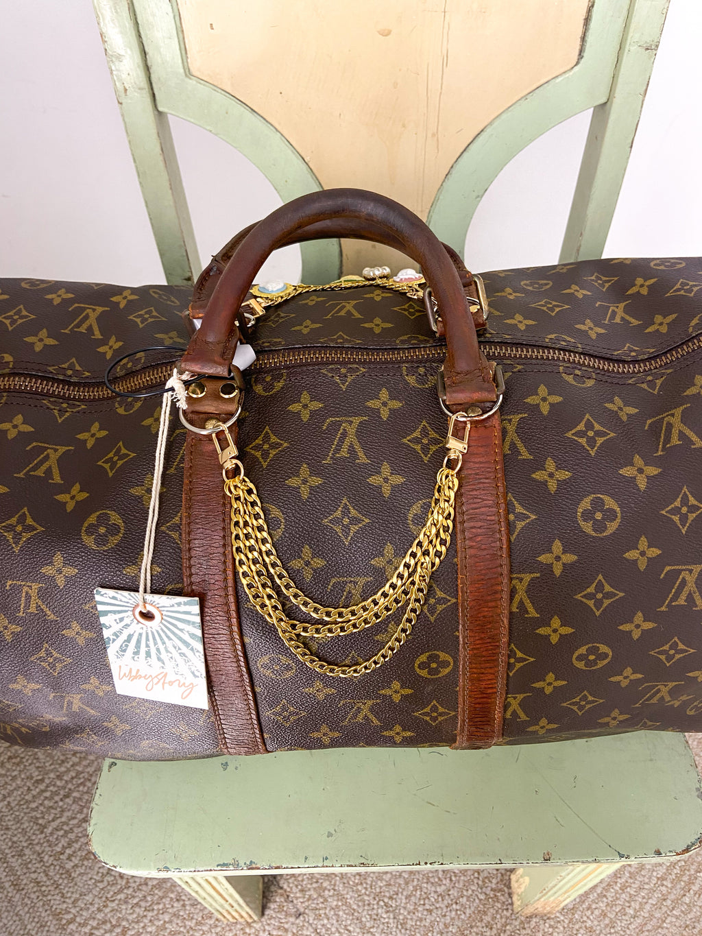 OOAK VINTAGE LV UPCYLED LARGE DUFFLE BAG