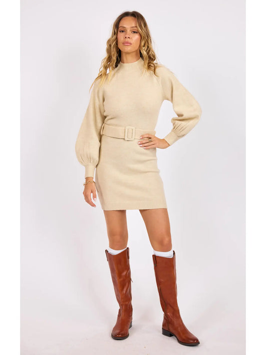 Sage the Label Maeve Belted Long Sleeve Sweater Dress