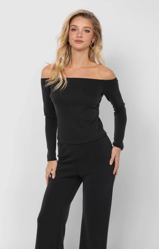 Sadie and Sage Hustle Off Shoulder Knit Top