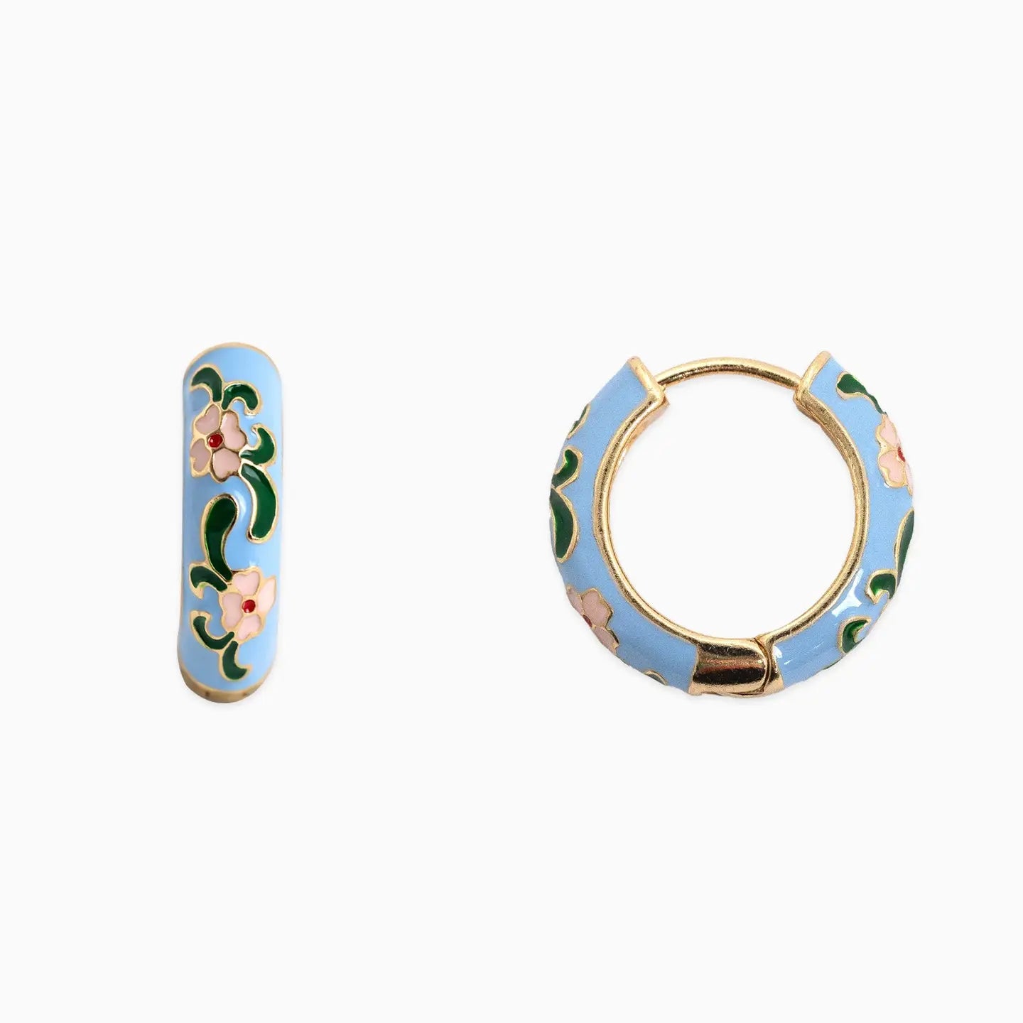 Vintage Colorful Floral Huggie Hoop Earring