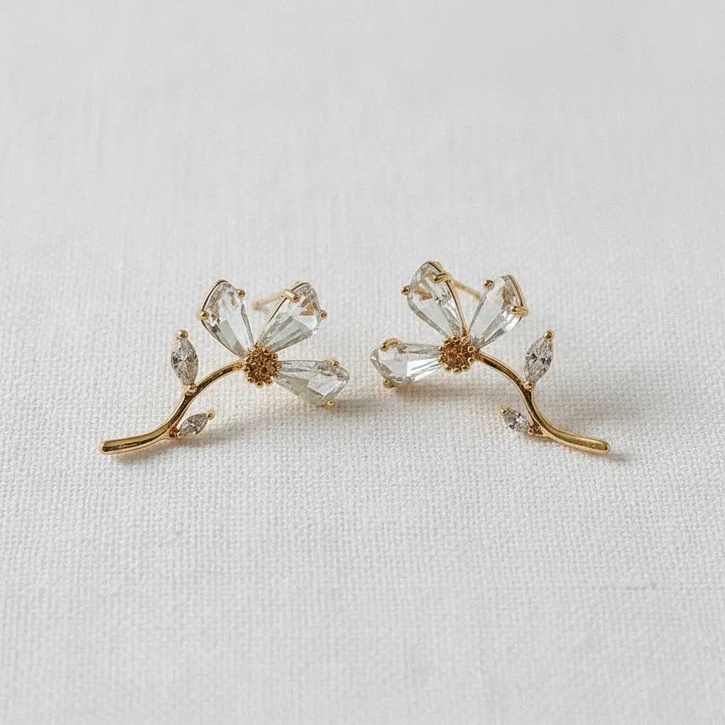Floral Zircon Stud Earrings