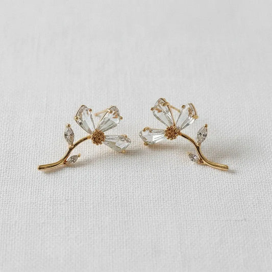 Floral Zircon Stud Earrings