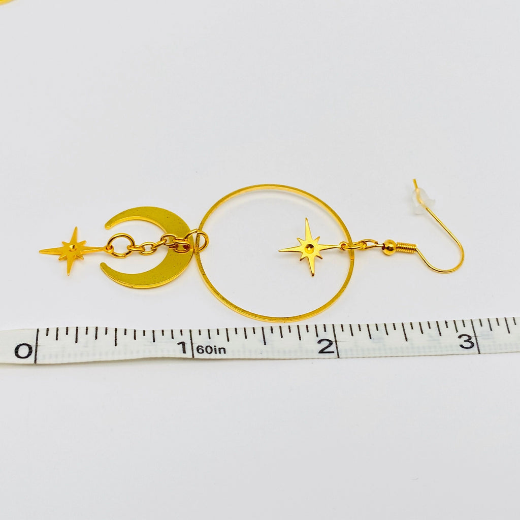 Star Moon Big Circle Earring