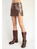 Sequin Front Slit Mini Skirt